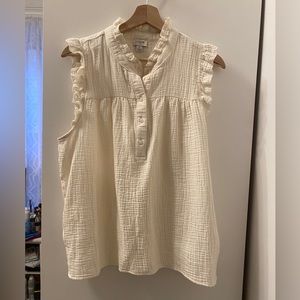 J. Crew Cream Gauze Top Ruffle Sleeve